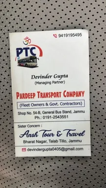 Pardeep Transport Company business card